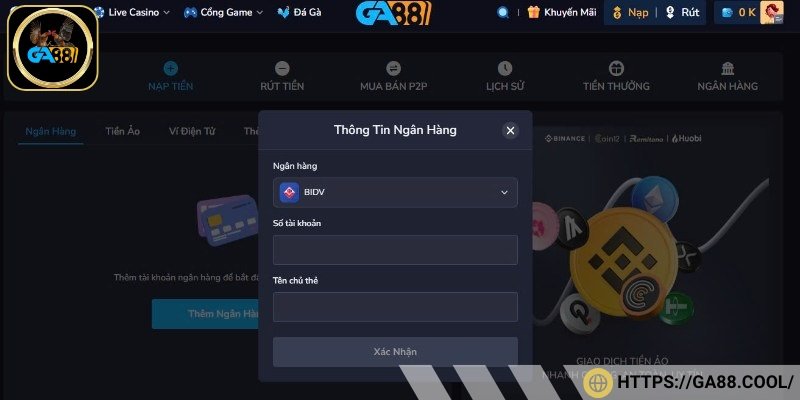 Hỗ trợ nhiều phương thức giao dịch nạp tiền, rút tiền