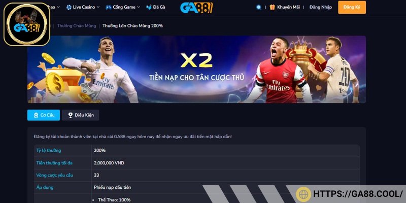 Ưu đãi chào mừng 200% giá trị nạp đầu tiên